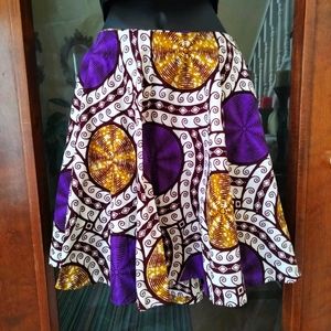 Gold and Purple Circle Print Skirt